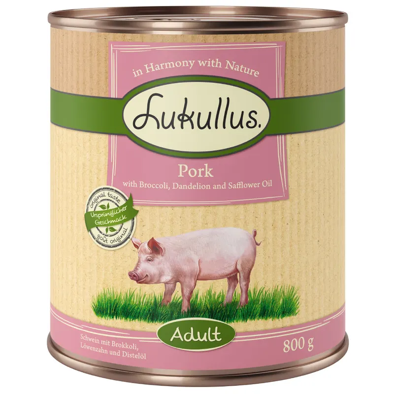 Lukullus Naturkost Adult, bez zbóż, 6 x 800 g - Wieprzowina