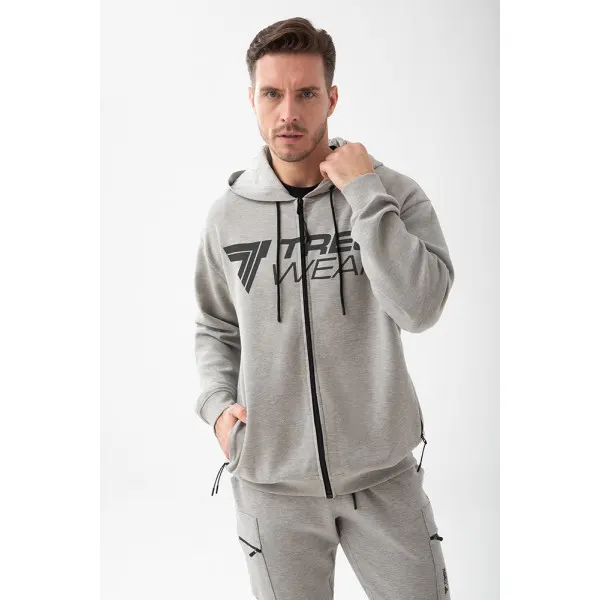 Szara bluza męska oversize TW BASIC HOODIE 193 M GREY - M