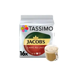 Kapsułki do kawy Tassimo Café Au Lait (kompatybilne z ekspresami kapsułkowymi Bosch Tassimo), 16 szt.