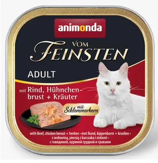 ANIMONDA Vom Feinsten Adult Wołowina, pierś z kurczaka i zioła - mokra karma dla kota - 100g