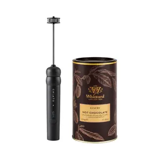 Zestaw: spieniacz do mleka CHiATO nanoPLAY i gorąca czekolada Whittard of Chelsea Luxury – czarny