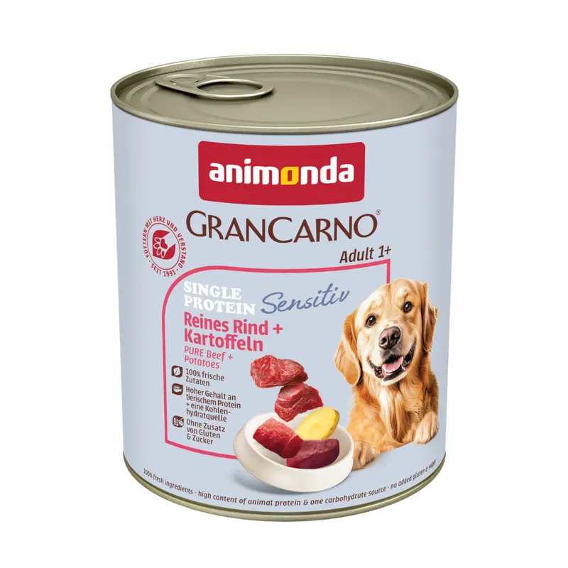 animonda GranCarno Adult Sensitive, 6 x 800 g - Wołowina i ziemniaki