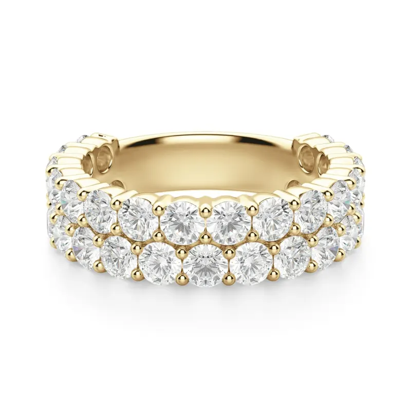 Obrączka Ślubna Half Eternity Pave z Okrągłymi Kamieniami 2.70 mm Laboratoryjny Diament 585 Żółte Złoto (14K)