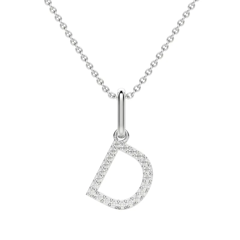 Wisiorek Litera "D" Laboratoryjny Diament 585 Białe Złoto (14K)