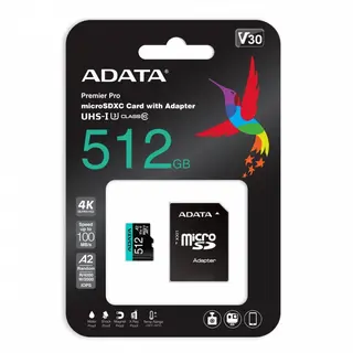 Adata Karta pamięci microSD Premier Pro 512 GB UHS1 U3 V30 A2 + adapter