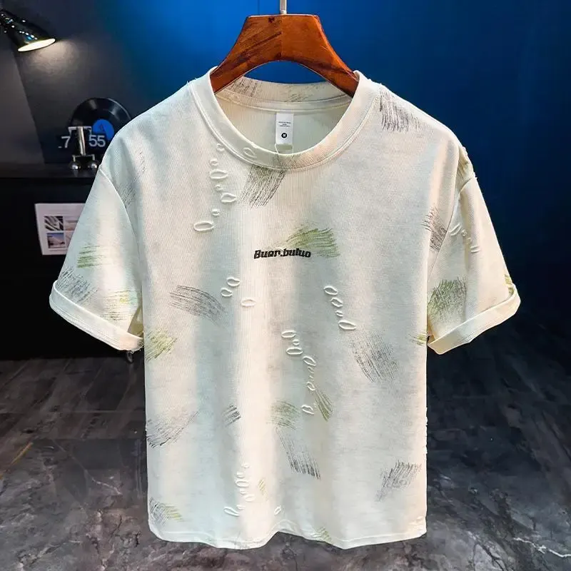 2025 New Retro Nostalgic Personalized Short Sleeve T-shirt for Men, Loose and Casual Half Sleeve Versatile Top