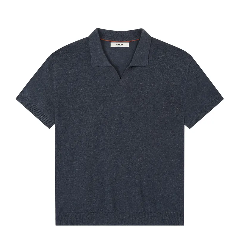Linen Laisel Blend Summer Commuting Old Money Style Seagull Collar Polo Shirt Men's and Women's Loose Half Sleeved Knitted Shirt