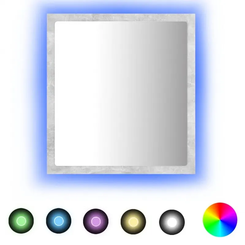 Lustro łazienkowe LED, szarość betonu, 40x8,5x37 cm, płyta