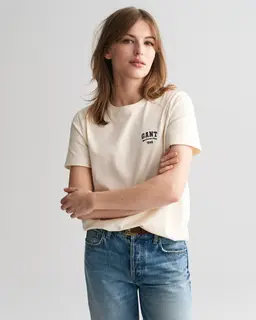 Gant Bawełniana Koszulka Damska Z Nadrukiem Okrągły Kołnierzyk Regular Fit