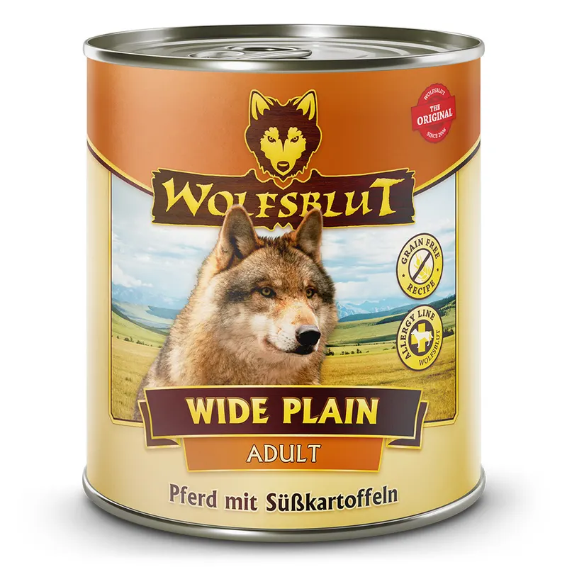 WOLFSBLUT Wide Plain Konina ze słodkimi ziemniakami Mono - mokra karma dla psa - 800g