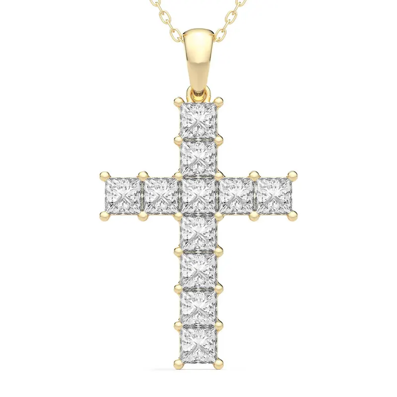 Wisiorek Krzyż 2.00 krt Laboratoryjny Diament 585 Żółte Złoto (14K)