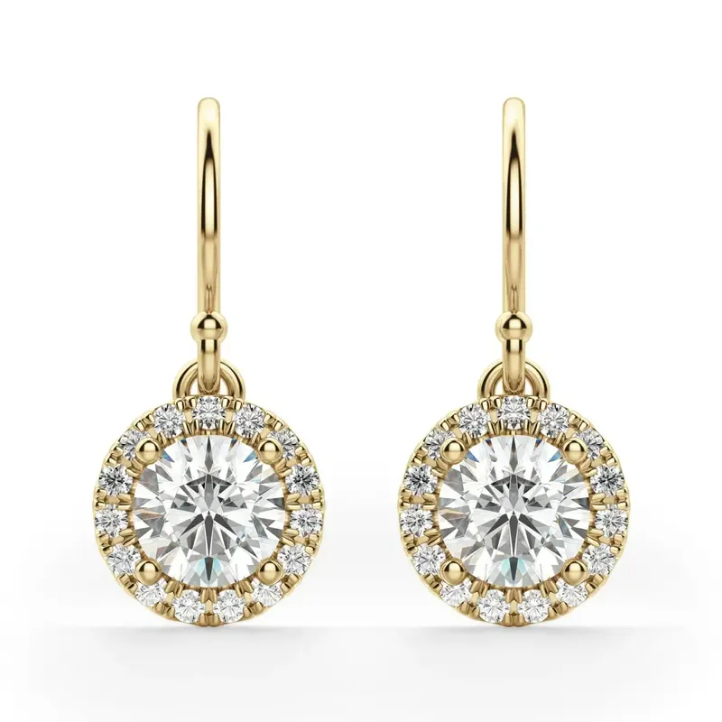 Berlin Kolczyki Wiszące 14K Żółte Złoto 0.75 krt Laboratoryjny Diament