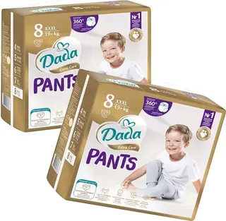 DADA PANTS 8 XXXL PIELUCHOMAJTKI EXTRA CARE PAMPERSY 2x29=58 szt. NOWOŚĆ !!!!!!