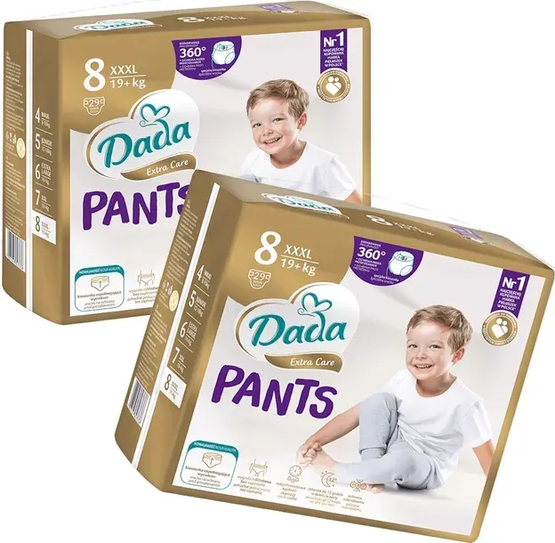 DADA PANTS 8 XXXL PIELUCHOMAJTKI EXTRA CARE PAMPERSY 2x29=58 szt. NOWOŚĆ !!!!!!