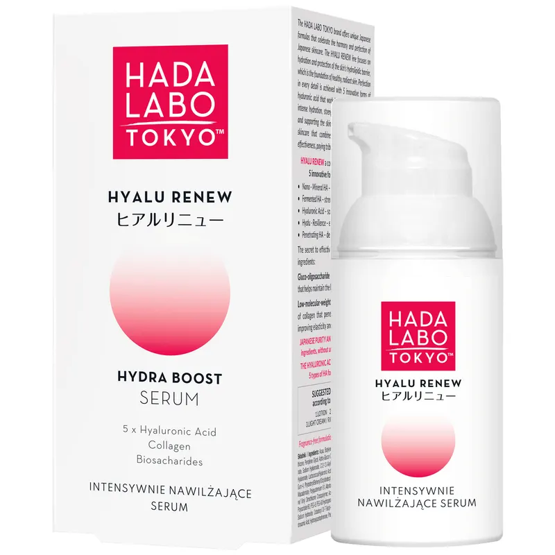 Hada Labo Tokyo Hyalu Renew intensywnie nawilżające serum do twarzy z 5 formami kwasu hialuronowego, kolagenem i biosacharydami 30 ml