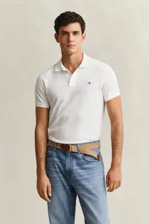 Gant Koszulka Polo Męska Z Krótkim Rękawem Slim Fit Biała