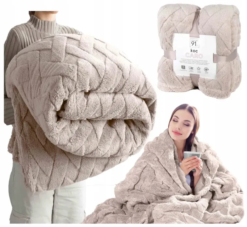 GRUBY KOC MIKROFIBRA WIELOKOLOROWY 200x220 CM JODEŁKA 3D PLED EUROFIRANY