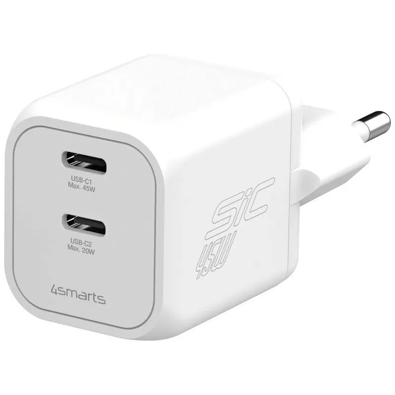 4smarts Ładowarka sieciowa 45W PD SiC Dual biała