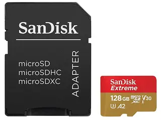 Karta pamięci SANDISK microSDXC Extreme 128GB 190MB/s A2 C10 V30 UHS-I U3 SDSQXAA-128G-GN6MA