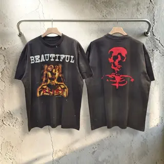 26FW New Vintage Saint Loose Streetwear Hip Hop Tee Four Season Cotton Brand Tops Casual Oversize Sport Washed T-shirt for Men