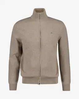 Gant Sweter Męski Z Zamkiem Regular Fit Beżowy