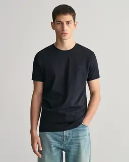 Gant T-Shirt Męski Z Okrągłym Kołnierzykiem Slim Fit Czarny