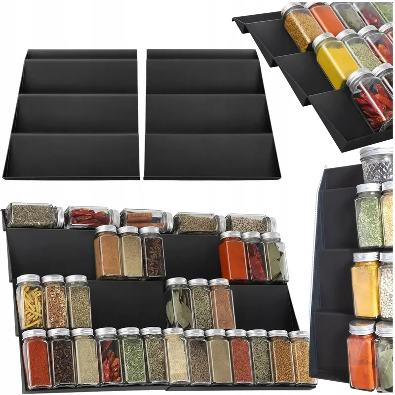WKŁAD DO SZUFLADY NA PRZYPRAWY REGULOWANY ORGANIZER 30 - 60 CM CZARNY