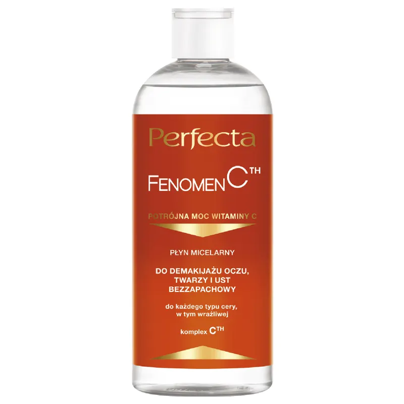 Perfecta Fenomen CTH płyn micelarny do demakijażu dla cery wrażliwej z witaminą C, betainą, gliceryną i D-pantenolem 400 ml