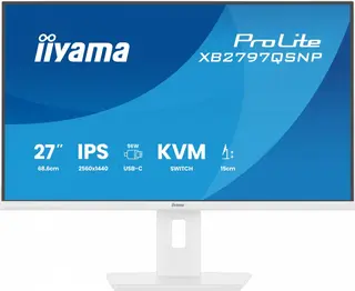 IIYAMA Monitor 27 cali XB2797QSNP-W1 IPS,QHD,USB-c Dock 96W,HDMI, 350cd,1ms, DP, DisplayPort x1 (Daisy Chain MST max. 2560 x1440), USB HUB x4, RJ45