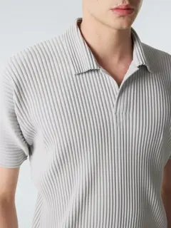 Men's Miyake Pleated Polo Shirt Short Sleeve Lapel Collar Breathable Stretch Lightweight Loose Fit Casual Summer Golf Top