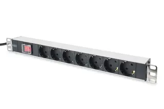 Digitus Listwa zasilająca PDU 19 cali RACK 7xSchuko, 2m 1xSchuko, 16A, wł./wył., aluminiowa