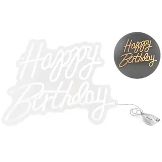 Lampka dekoracyyjna "Happy Birthday - NEON Led", biały, PartyDeco, 53x39 c