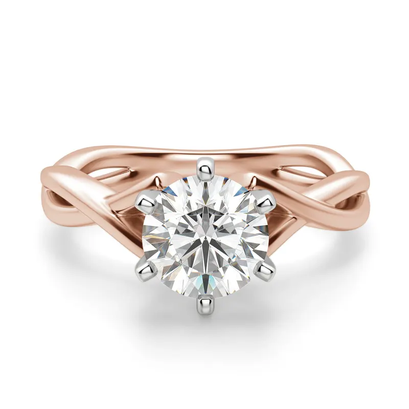 Twisted Klasyczny Okrągły 0.50 krt Pierścionek Zaręczynowy Diament Laboratoryjny 585 Różowe Złoto (14K)