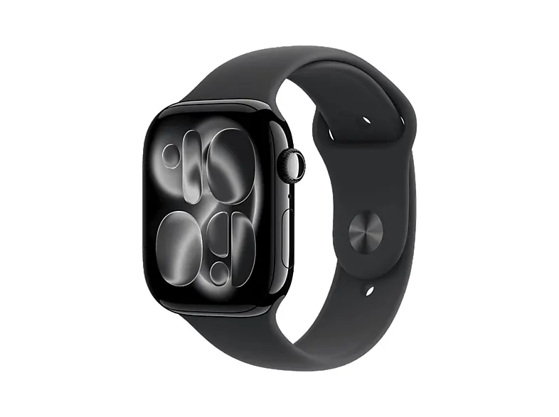 Smartwatch APPLE Watch Series 11 GPS, koperta 46mm z aluminium w kolorze onyksu, pasek sportowy czarnym - rozmiar S/M MEUW4MP/A