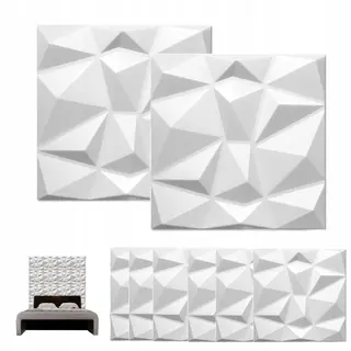 Panele Ścienne 3D PVC 30x30cm - 12 Sztuk Białe Płytki Ścienne