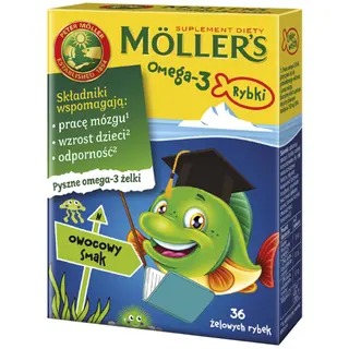 Moller's Omega-3 Suplement Diety Rybki Owocowe 36 Sztuk