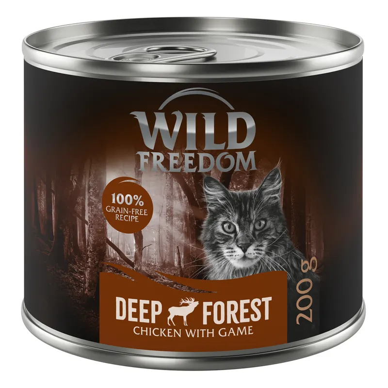 Wild Freedom Adult, 6 x 200 g - bezzbożowa receptura - Deep Forest – Dziczyzna i kurczak