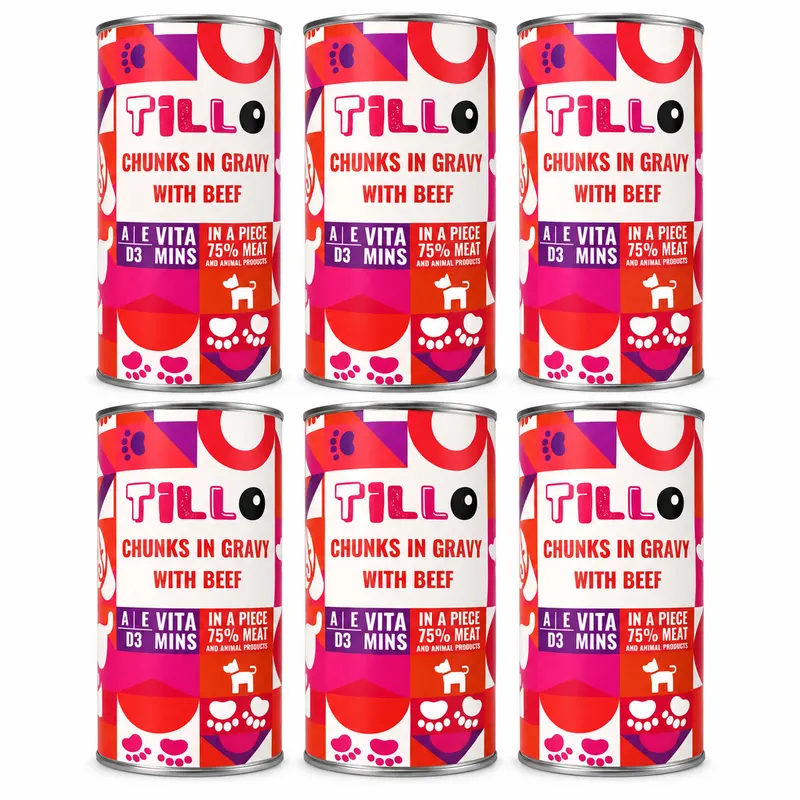 TILLO Kawałki w sosie Wołowina - mokra karma dla psa - 6x1250g