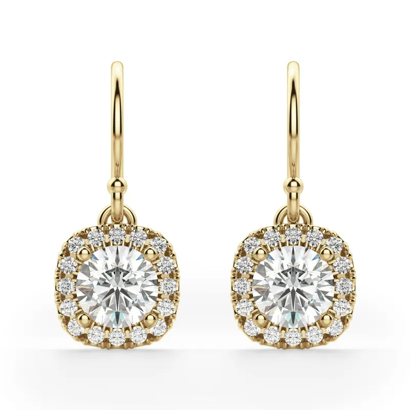 Naples Kolczyki Wiszące 14K Żółte Złoto Laboratoryjny Diament