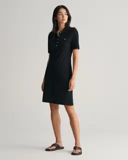 Gant Bawełniana Sukienka Damska Z Nadrukiem, Z Kołnierzykiem Polo İ Krótkim Rękawem Slim Fit