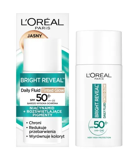 Loreal Bright Reveal Daily Fluid Tinted Glow SPF50+ Fluid do Twarzy Light 50ml