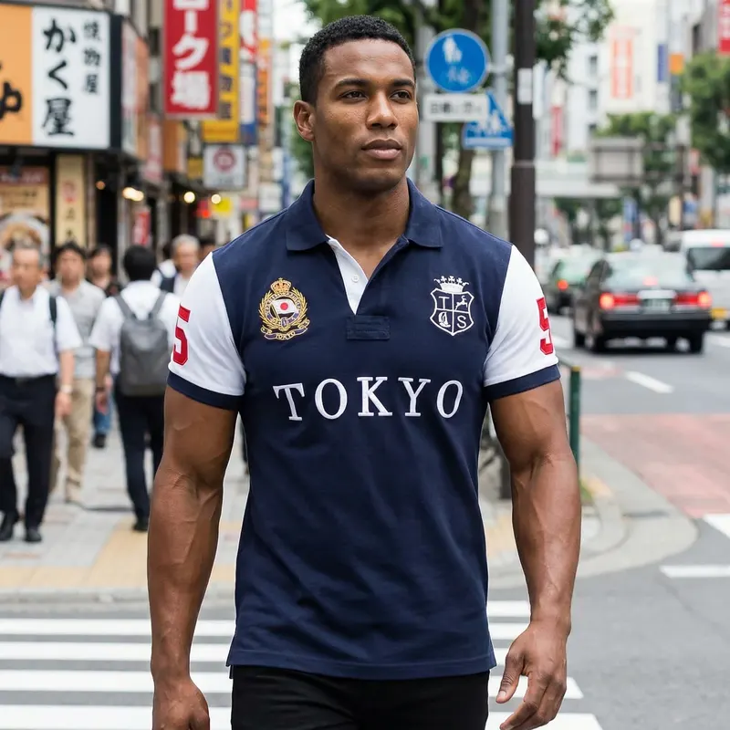 Oversized New Men's Polo Shirt for Classic Tokyo Japan Royal Leisure Sports Embroidery Fashion Collar Short Sleeved Tee Shirt