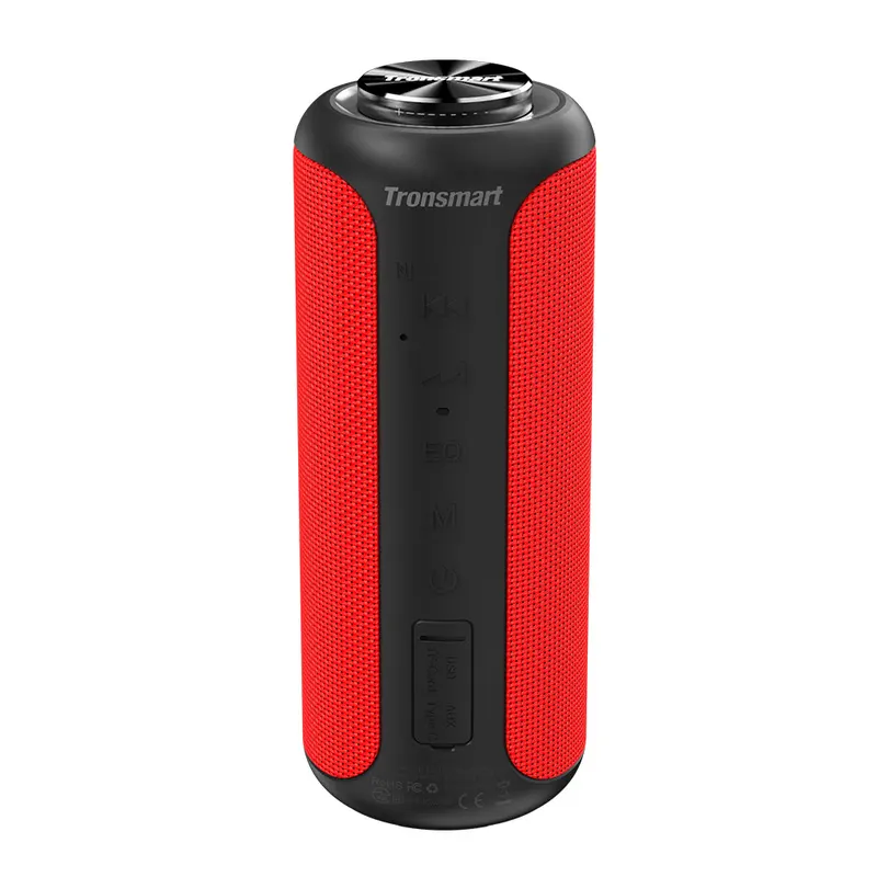 Głośnik Tronsmart T6 Plus w ulepszonej wersji Bluetooth 5.0 o mocy 40 W, połączenie NFC, 15 godzin odtwarzania, IPX6, wyjście ładowania USB – czerwony