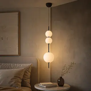 Lampa wisząca LUNORIA – nowoczesna lampa z mlecznymi kulami ze szkła | Japandi