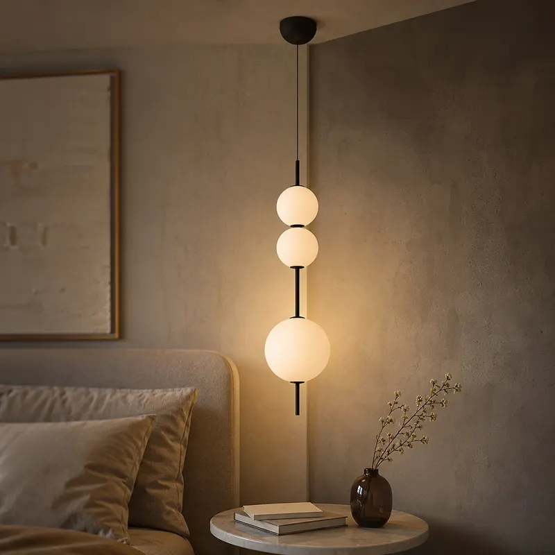 Lampa wisząca LUNORIA – nowoczesna lampa z mlecznymi kulami ze szkła | Japandi