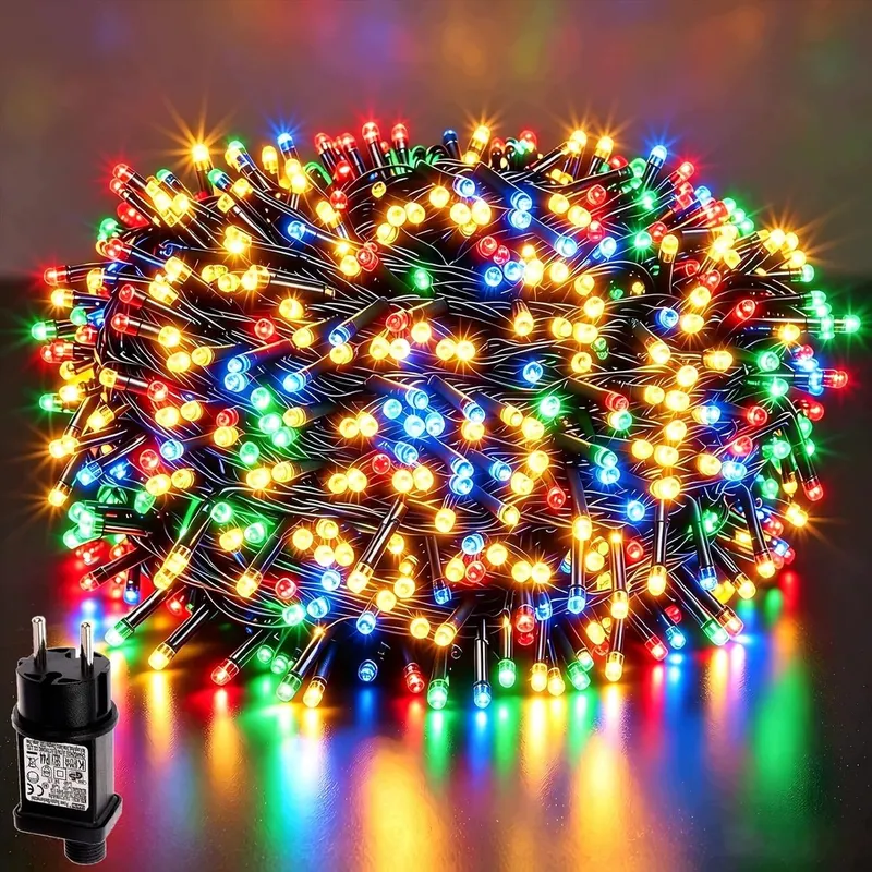 Łańcuch świetlny LED 40 m 400 diod kolorowy ciemnozielony kabel IP44