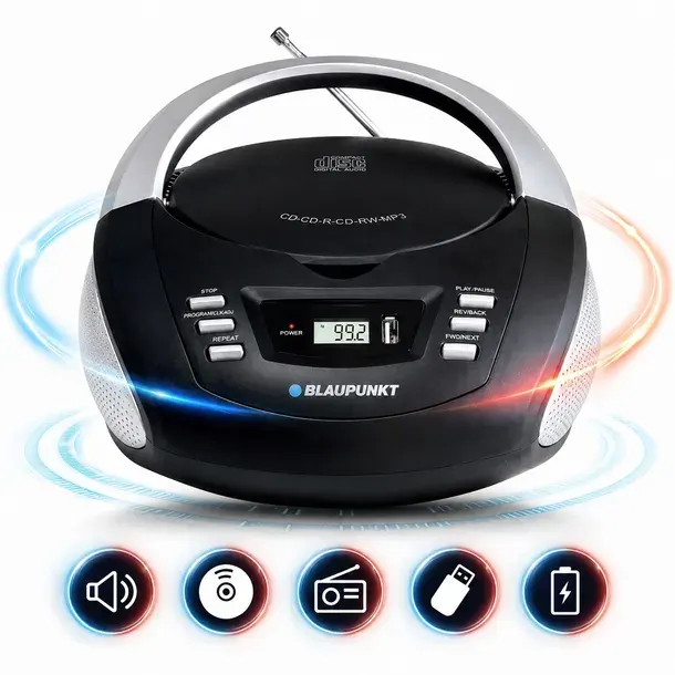 Boombox Blaupunkt RCD20 BK Radio FM CD MP3 USB AUX Przenośny