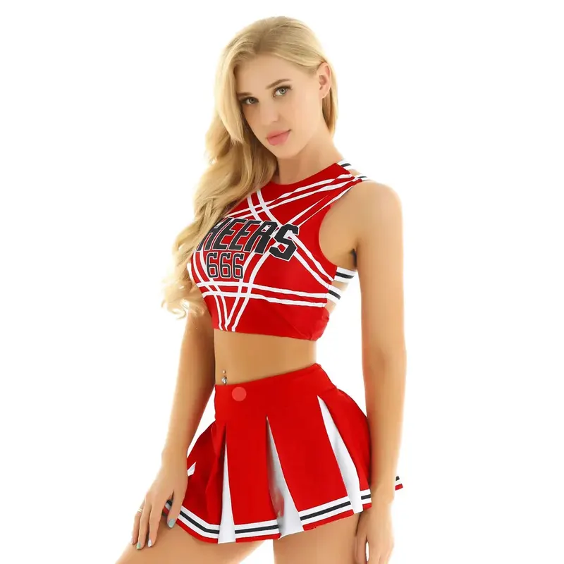 Strój cheerleaderki - Czerwony XXL