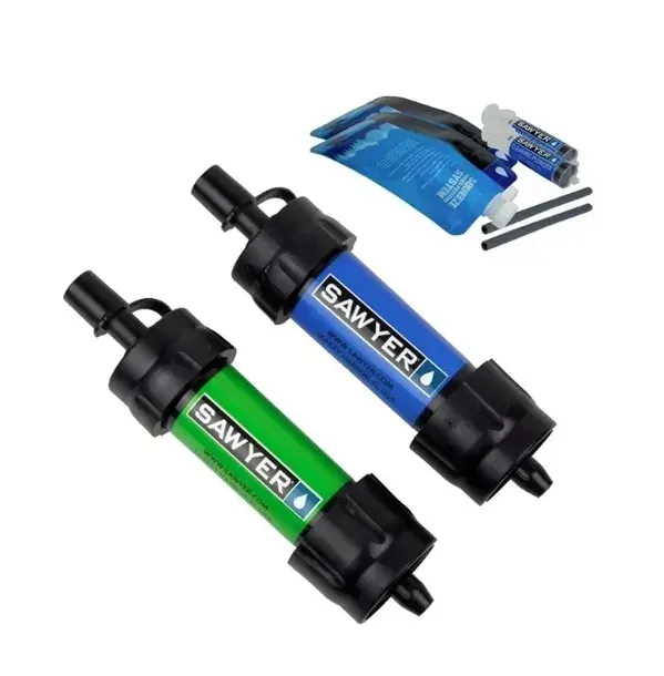 DWA Filtry Turystyczne Do Wody SAWYER MINI BLUE & GREEN, USA ZESTAW