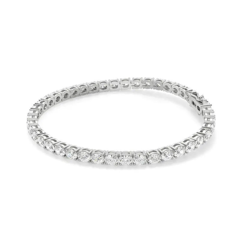 4 Prong Owalna Tenisowa Bransoletka s Laboratoryjnym Diamentem 8,00 krt z białego złota pr. 14K (585)